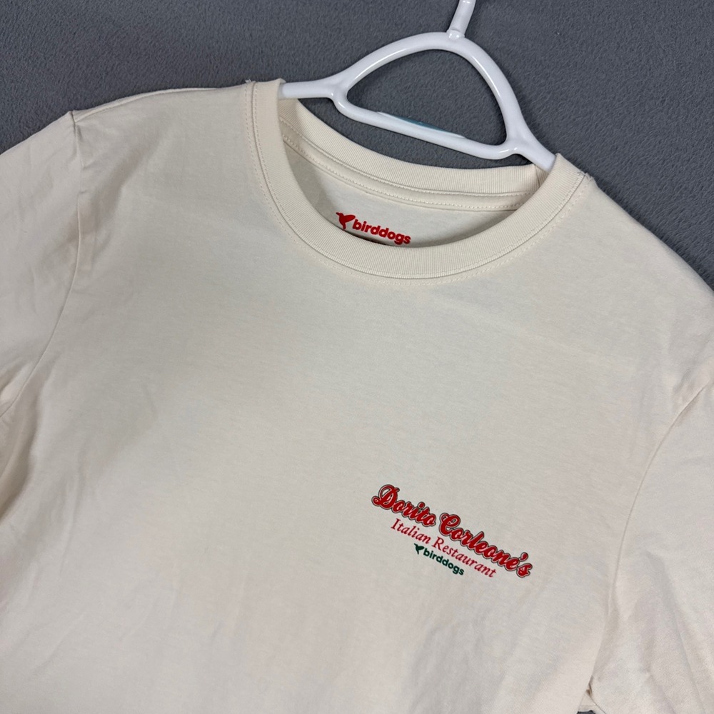 Birddogs T-Shirt Mens Medium Cream Dorito Corleone Italian Restaurant Graphic